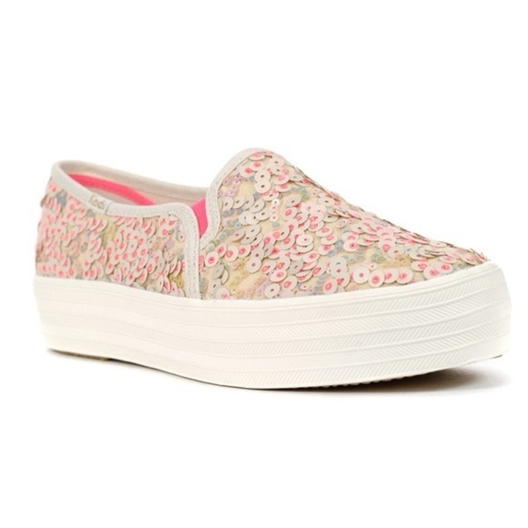 Ked's Oh Joy! Triple Decker Pink Sequin Sneaker size 7 platform - Picture 1 of 10